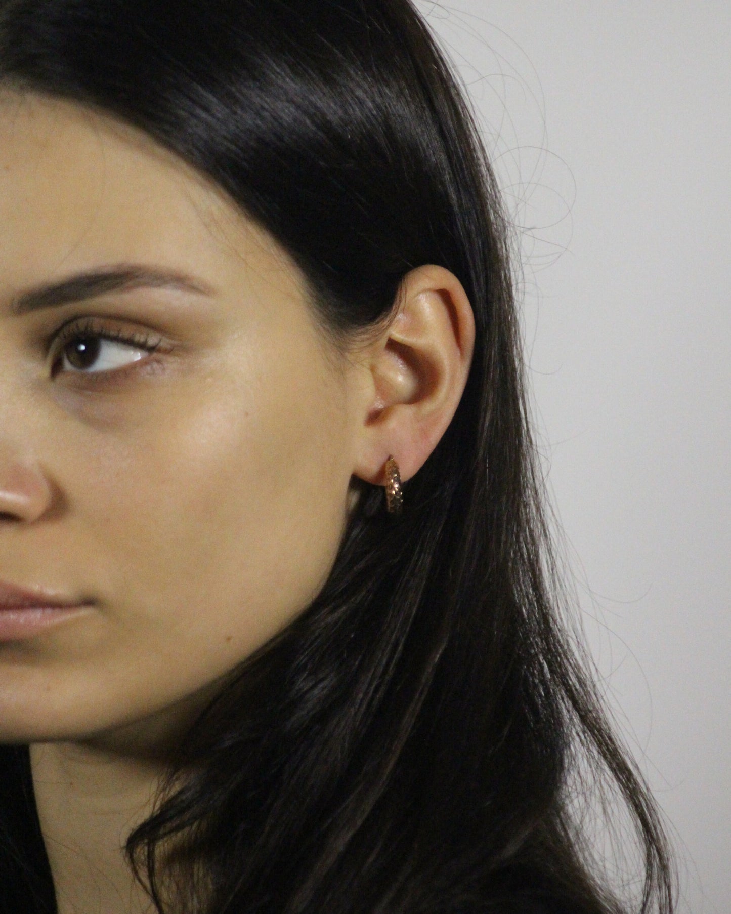 16mm Textured Hoop Earrings in 9ct Rose Gold