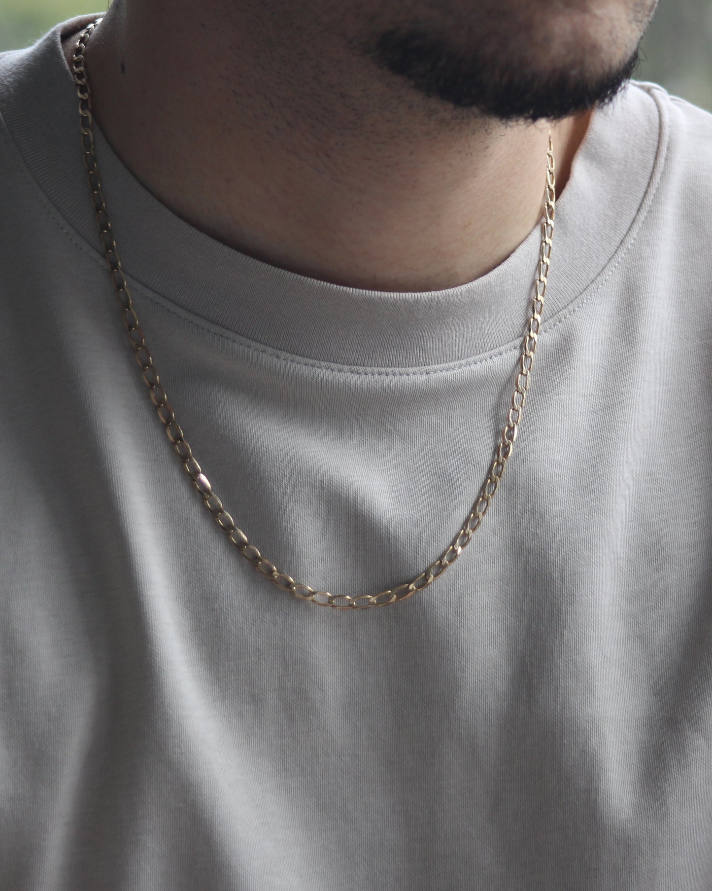 57cm Solid Stretched Curb Chain in 9ct Yellow Gold