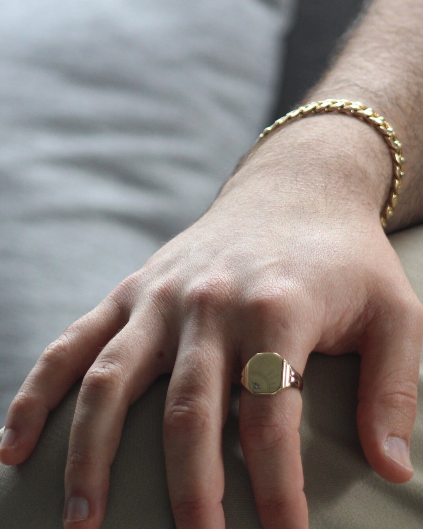 Diamond Signet Ring in 9ct Yellow Gold