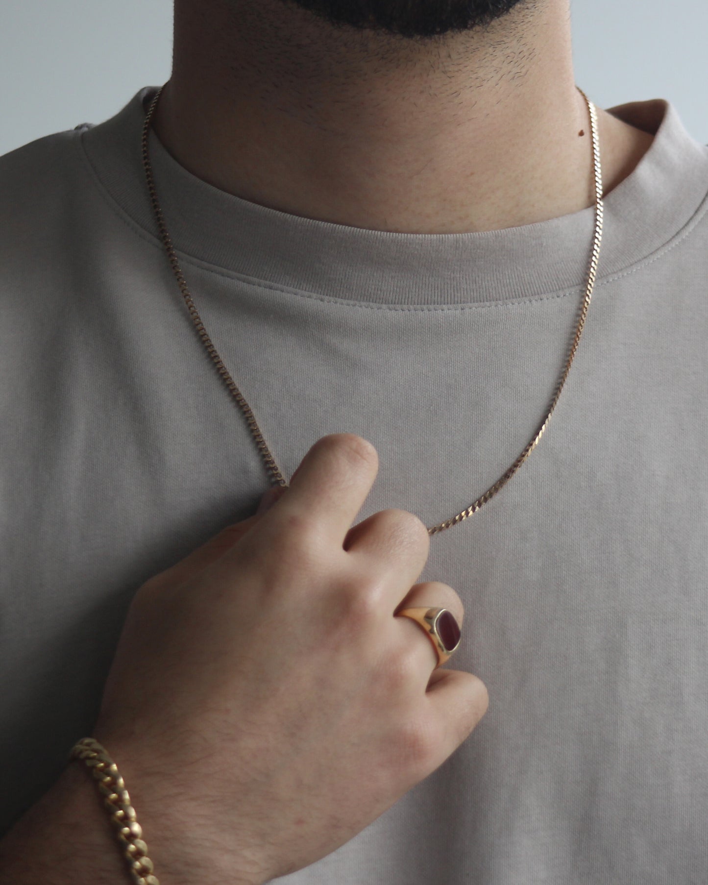 60cm Solid Squared Curb Chain in 9ct Yellow Gold