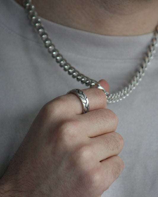 Tread Pattern Ring in Sterling Silver