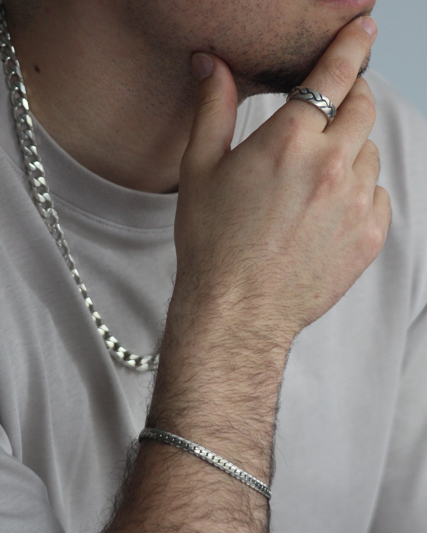 Tread Pattern Ring in Sterling Silver