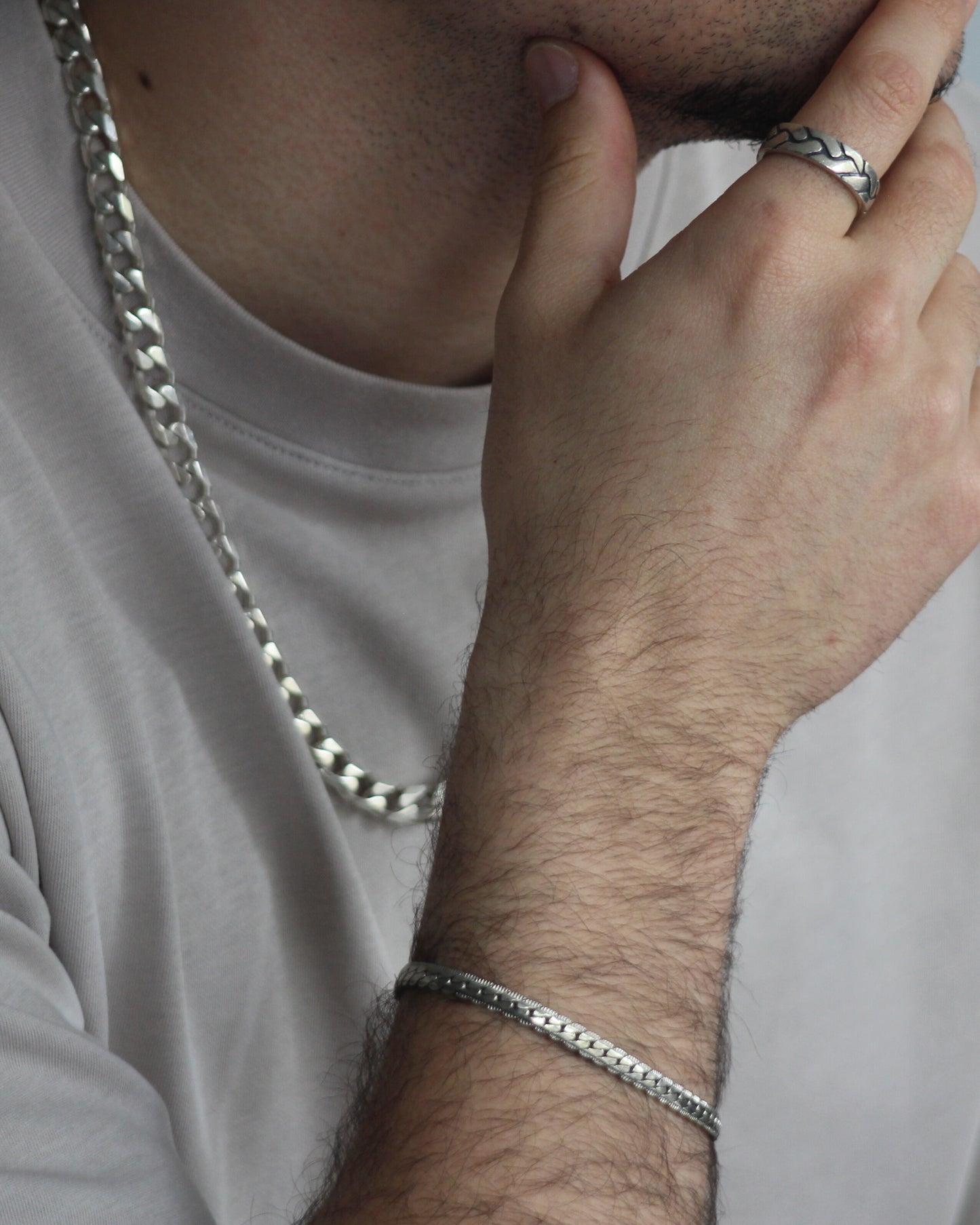 21cm Solid Pressed Curb Bracelet in Sterling Silver