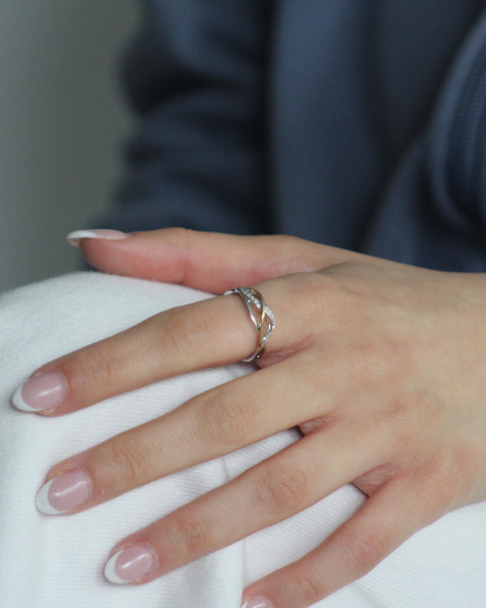 Woven Diamond Ring in Sterling Silver and 9ct Yellow Gold