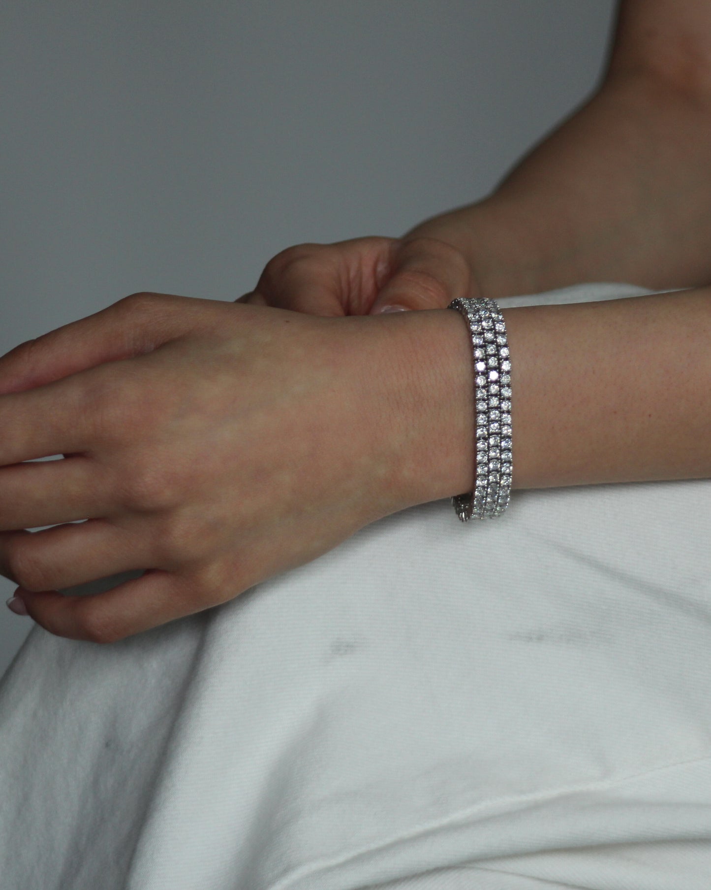 21cm Solid Encrusted Bracelet in Sterling Silver