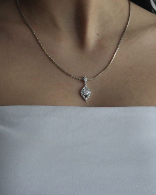 50cm Solid Palma Chain and Pendant in Sterling Silver