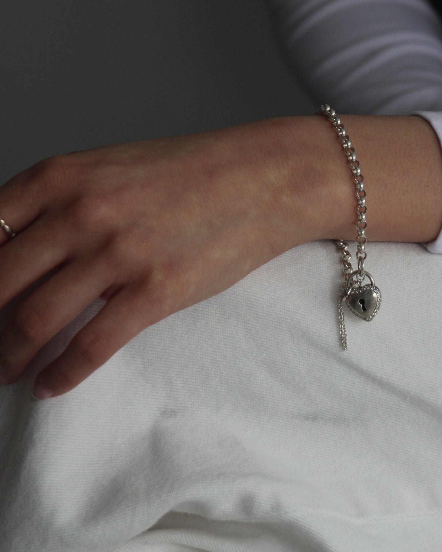 19cm Solid Belcher Bracelet with Heart Locket in Sterling Silver