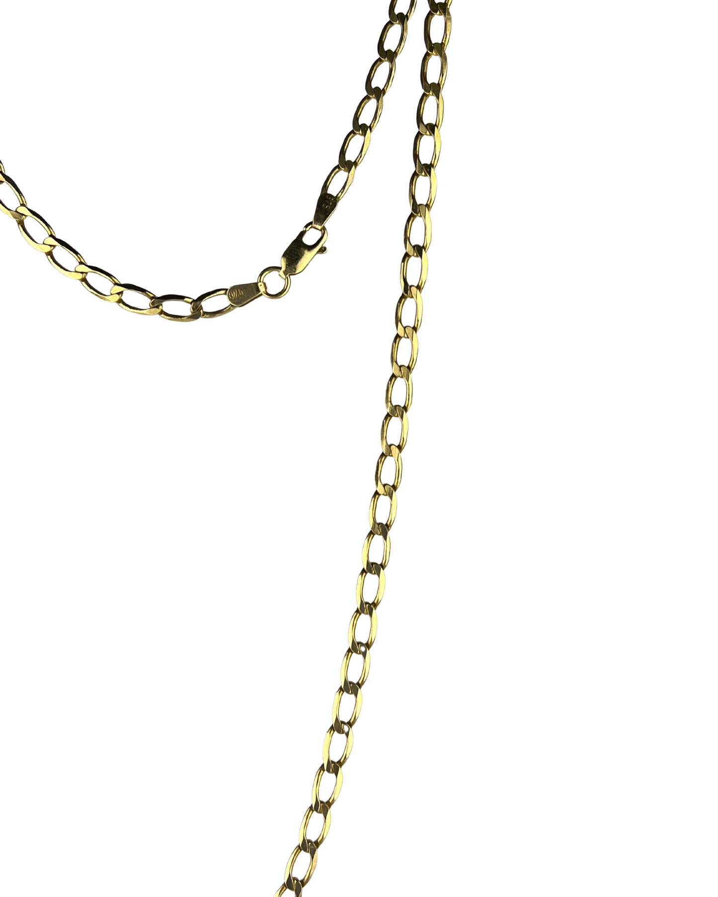 57cm Solid Stretched Curb Chain in 9ct Yellow Gold