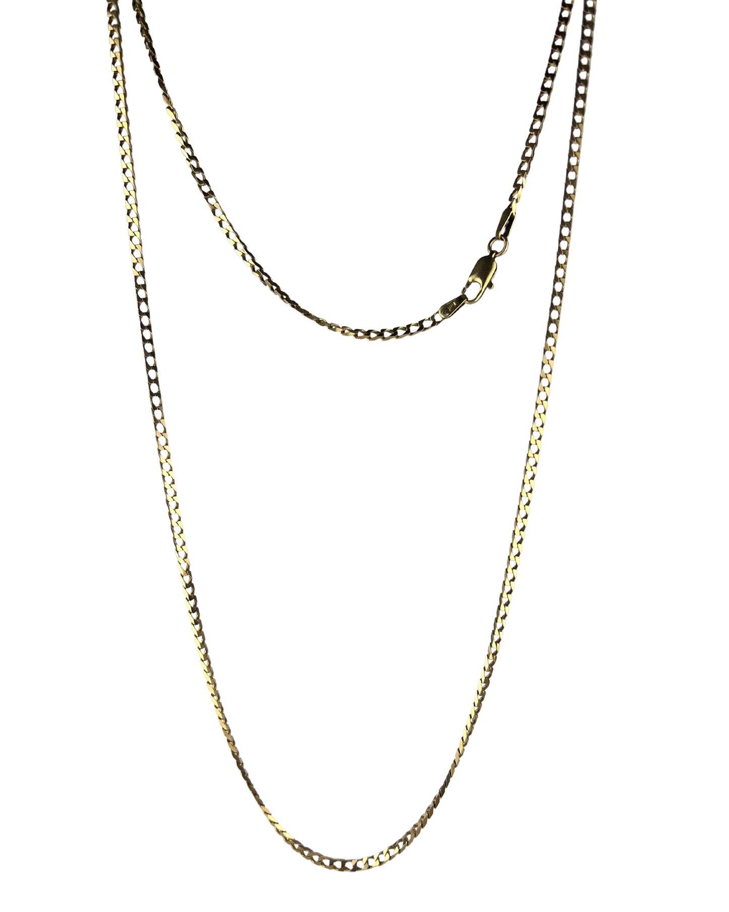 60cm Solid Squared Curb Chain in 9ct Yellow Gold