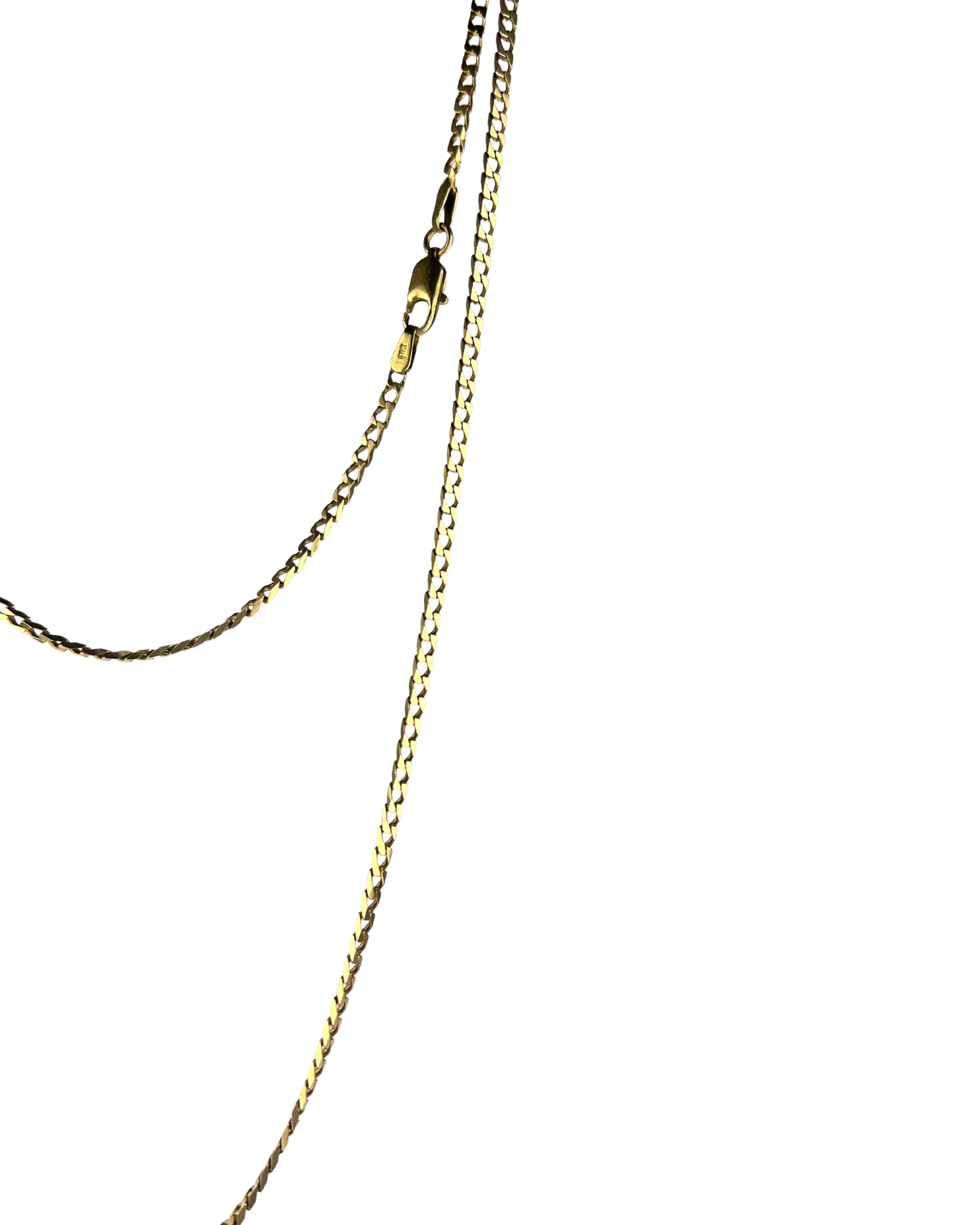 60cm Solid Squared Curb Chain in 9ct Yellow Gold