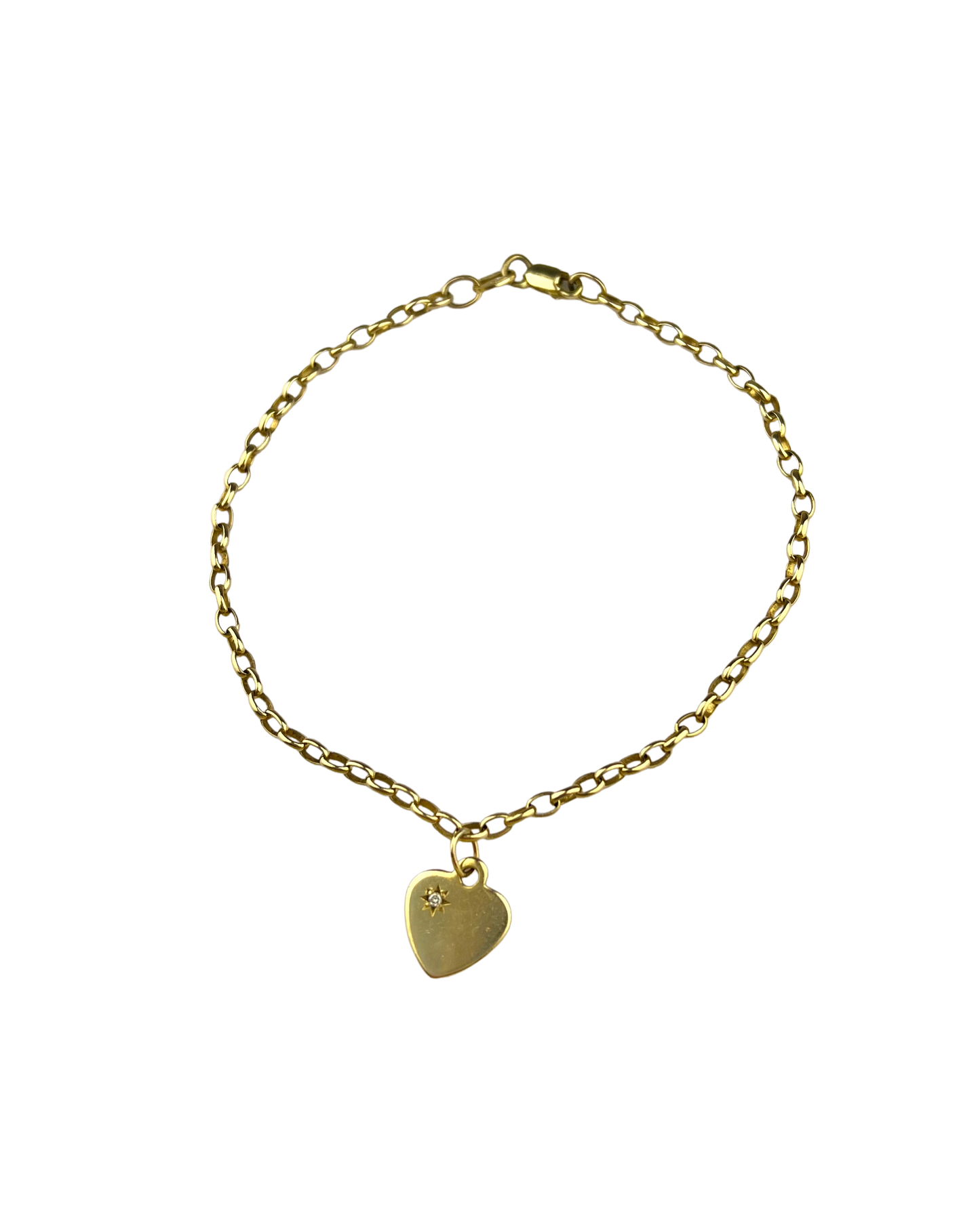 20cm Solid Belcher Bracelet in 9ct Yellow Gold with Diamond