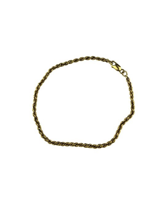 21cm Solid Rope Bracelet in 9ct Yellow Gold