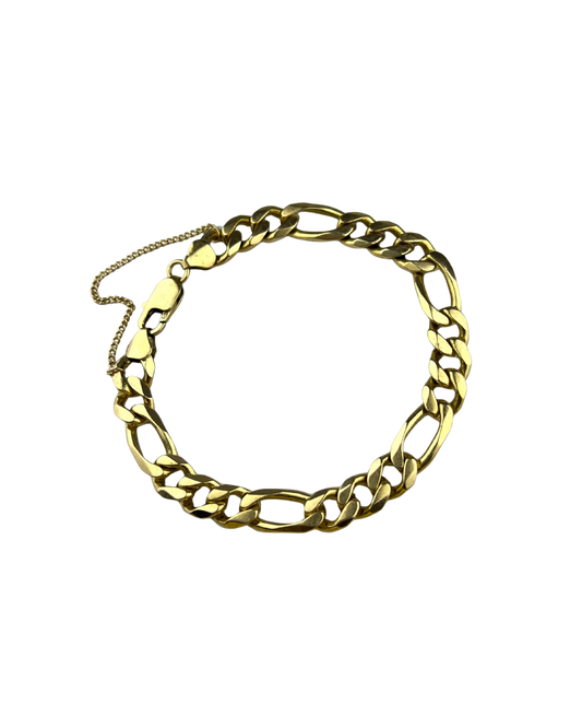 24cm Solid Figaro Bracelet in 9ct Yellow Gold