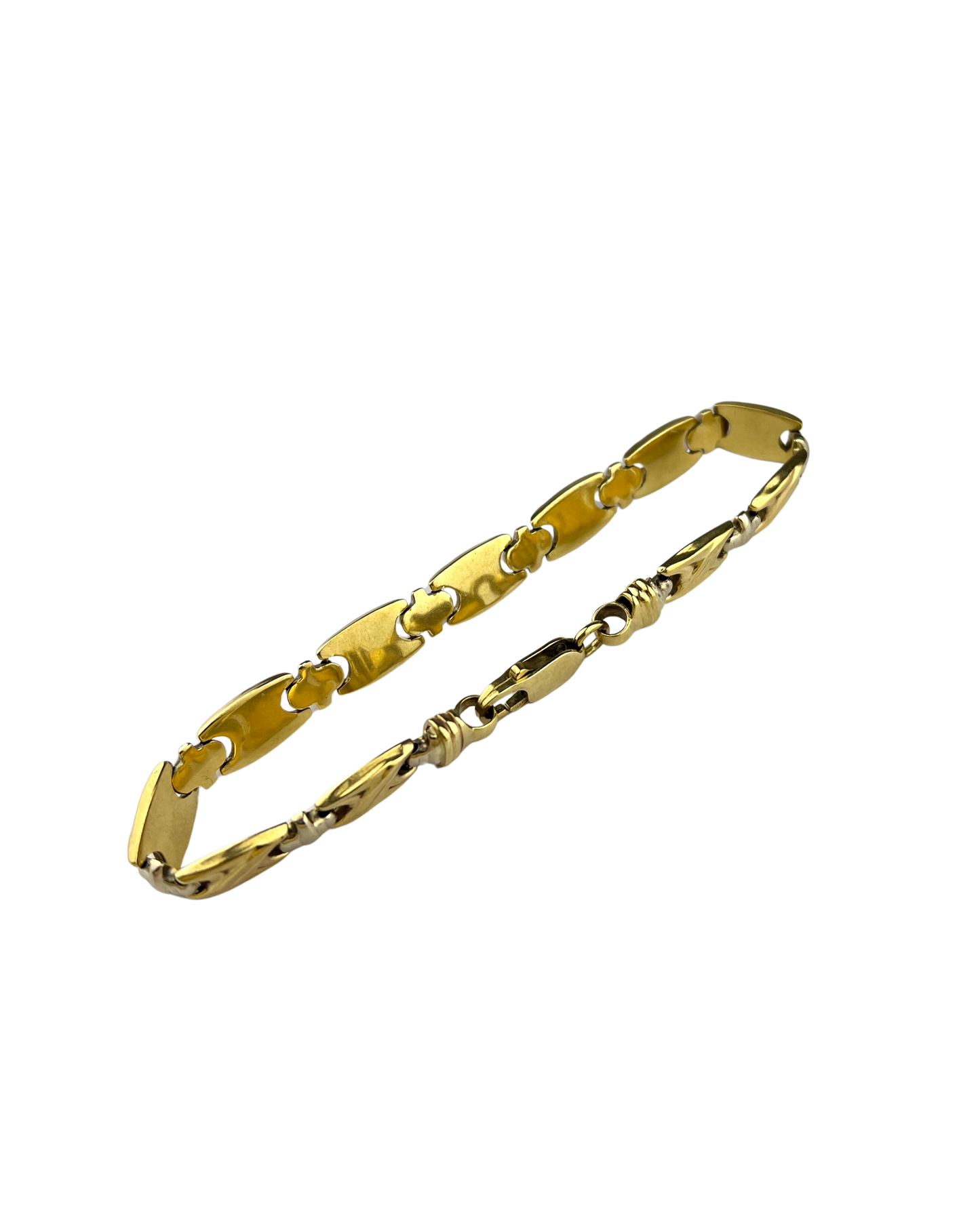 21cm Solid Bracelet in 9ct Yellow Gold and 9ct White Gold