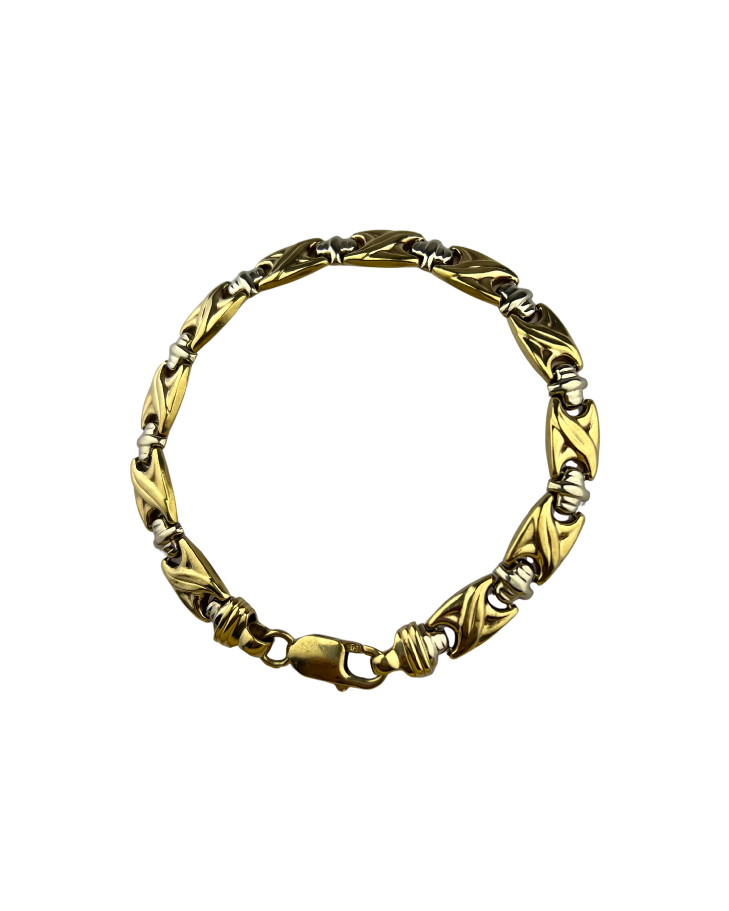 21cm Solid Bracelet in 9ct Yellow Gold and 9ct White Gold