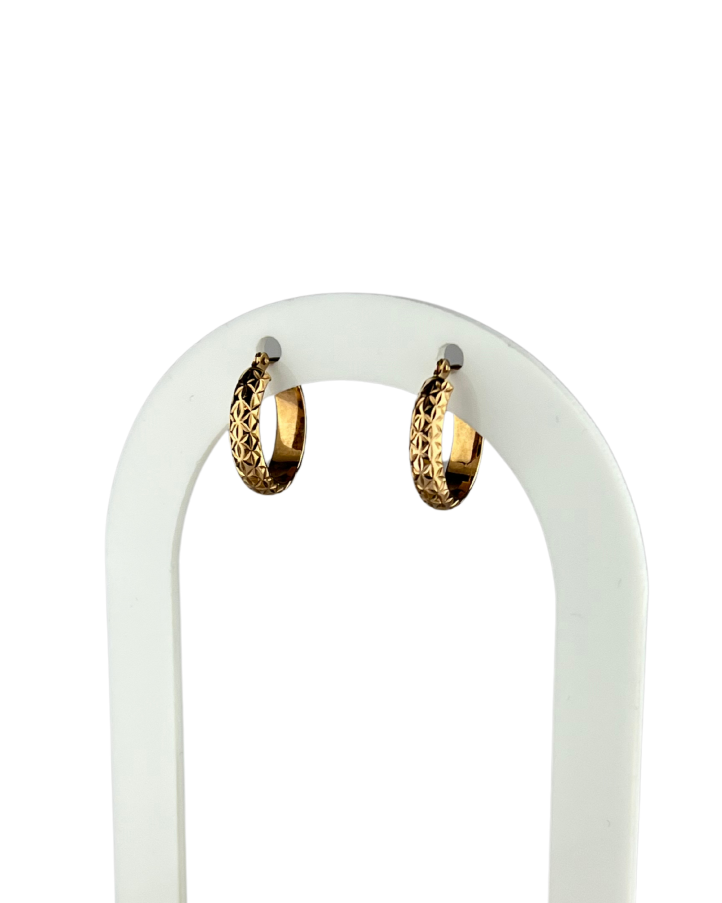 16mm Textured Hoop Earrings in 9ct Rose Gold