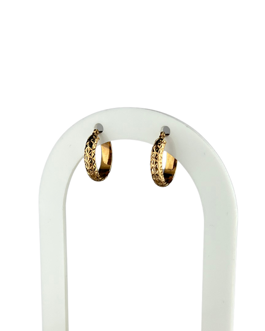 16mm Textured Hoop Earrings in 9ct Rose Gold
