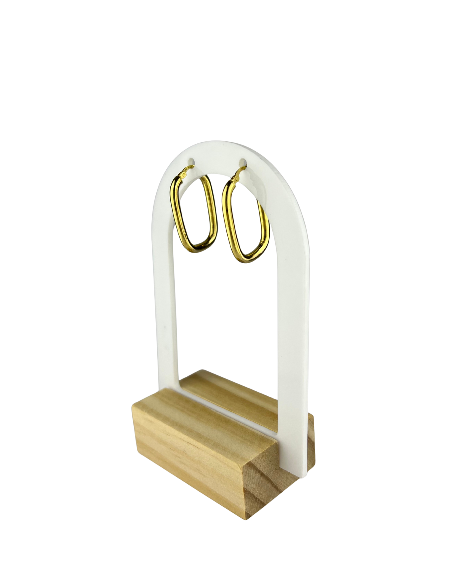 28mm Rectangle Hoop Earrings in 9ct Yellow Gold