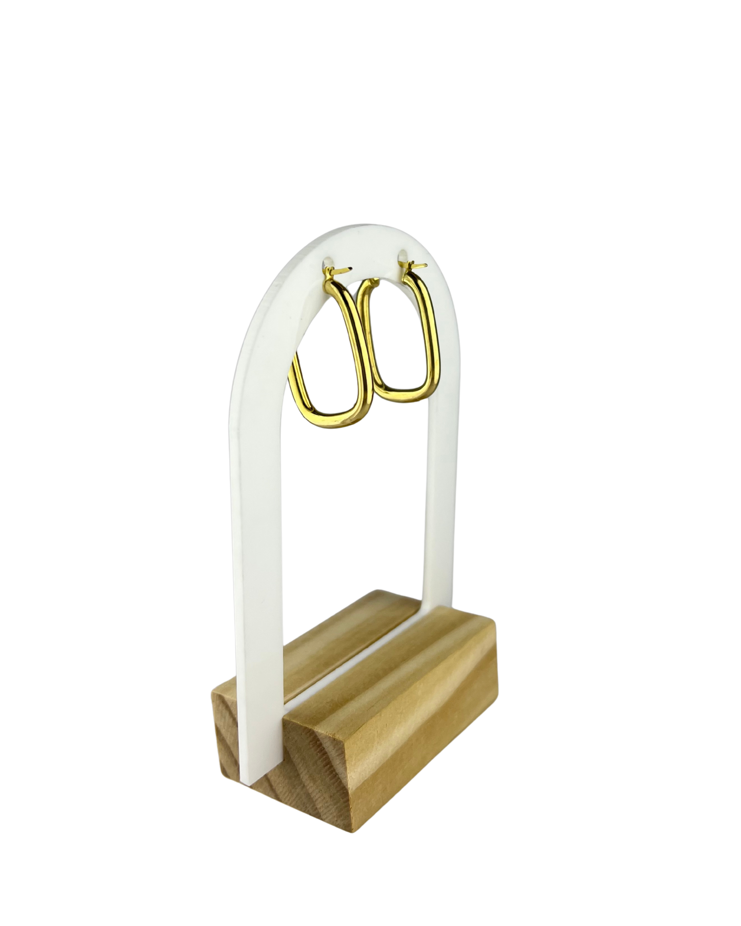 28mm Rectangle Hoop Earrings in 9ct Yellow Gold