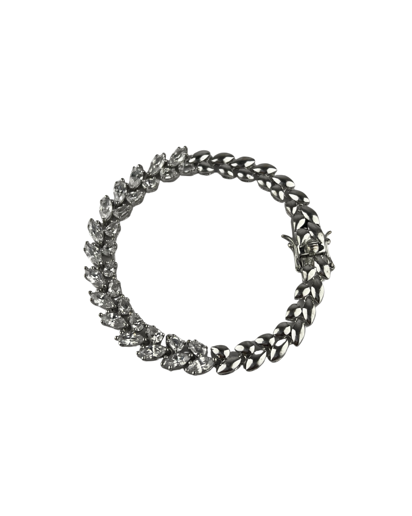 19cm Solid Leaf Bracelet in Sterling Silver