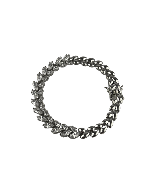 19cm Solid Leaf Bracelet in Sterling Silver