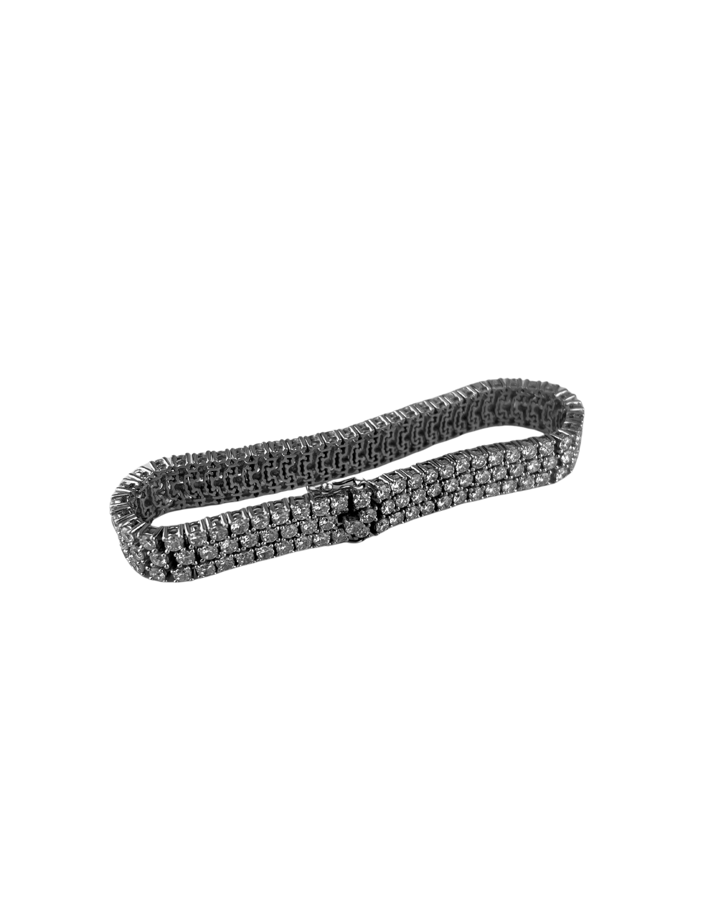 21cm Solid Encrusted Bracelet in Sterling Silver