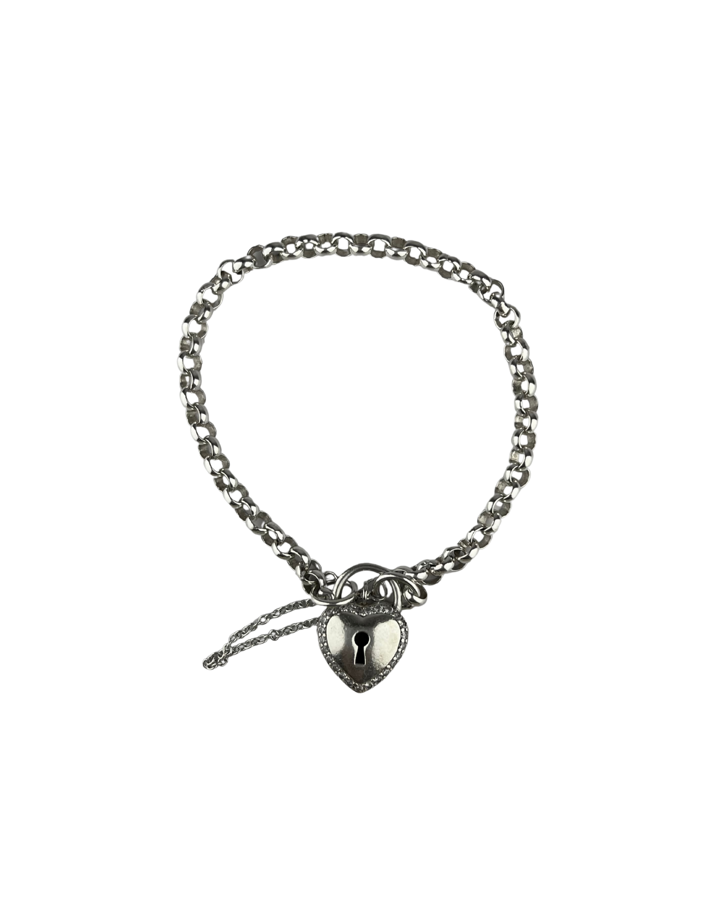 19cm Solid Belcher Bracelet with Heart Locket in Sterling Silver