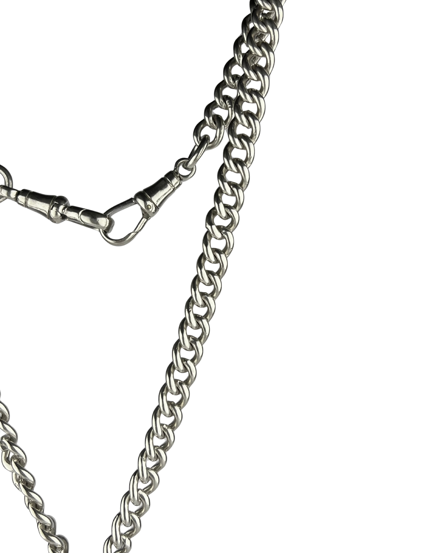 40cm Solid Heavy Curb Chain with Fob and Pendant in Sterling Silver