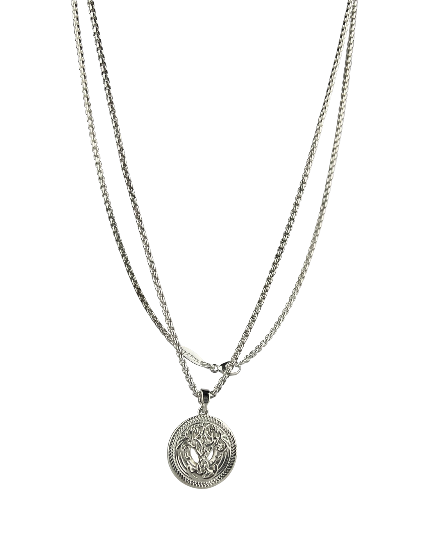 80cm Solid Rectangle Chain and Tree Pendant in Sterling Silver