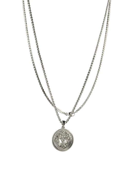 80cm Solid Rectangle Chain and Tree Pendant in Sterling Silver