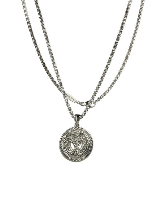 80cm Solid Rectangle Chain and Tree Pendant in Sterling Silver