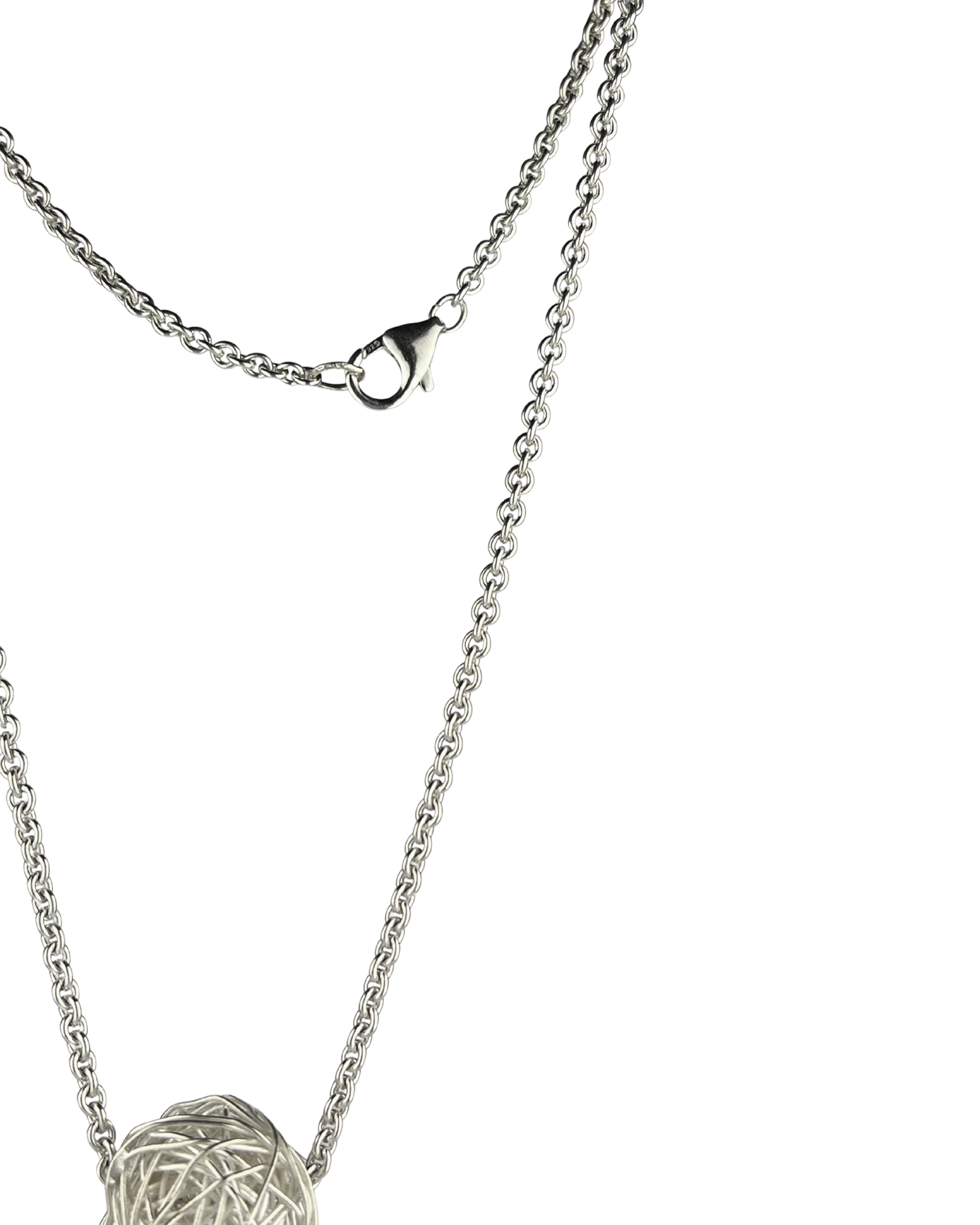 44cm Solid Circle Chain with Ball Pendant in Sterling Silver