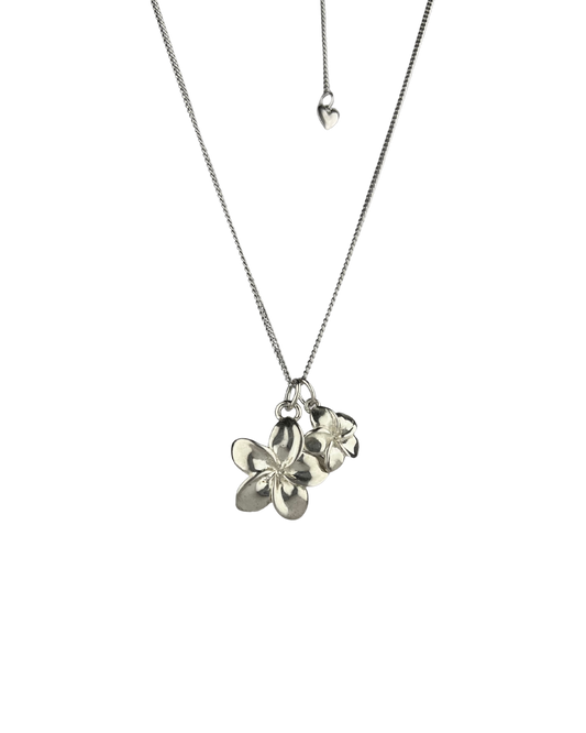 48cm Adjustable Solid Curb Chain and Flower Pendants in Sterling Silver