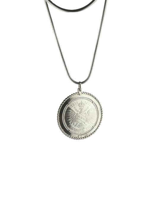 47cm Solid Snake Chain and Coin Pendant in Sterling Silver