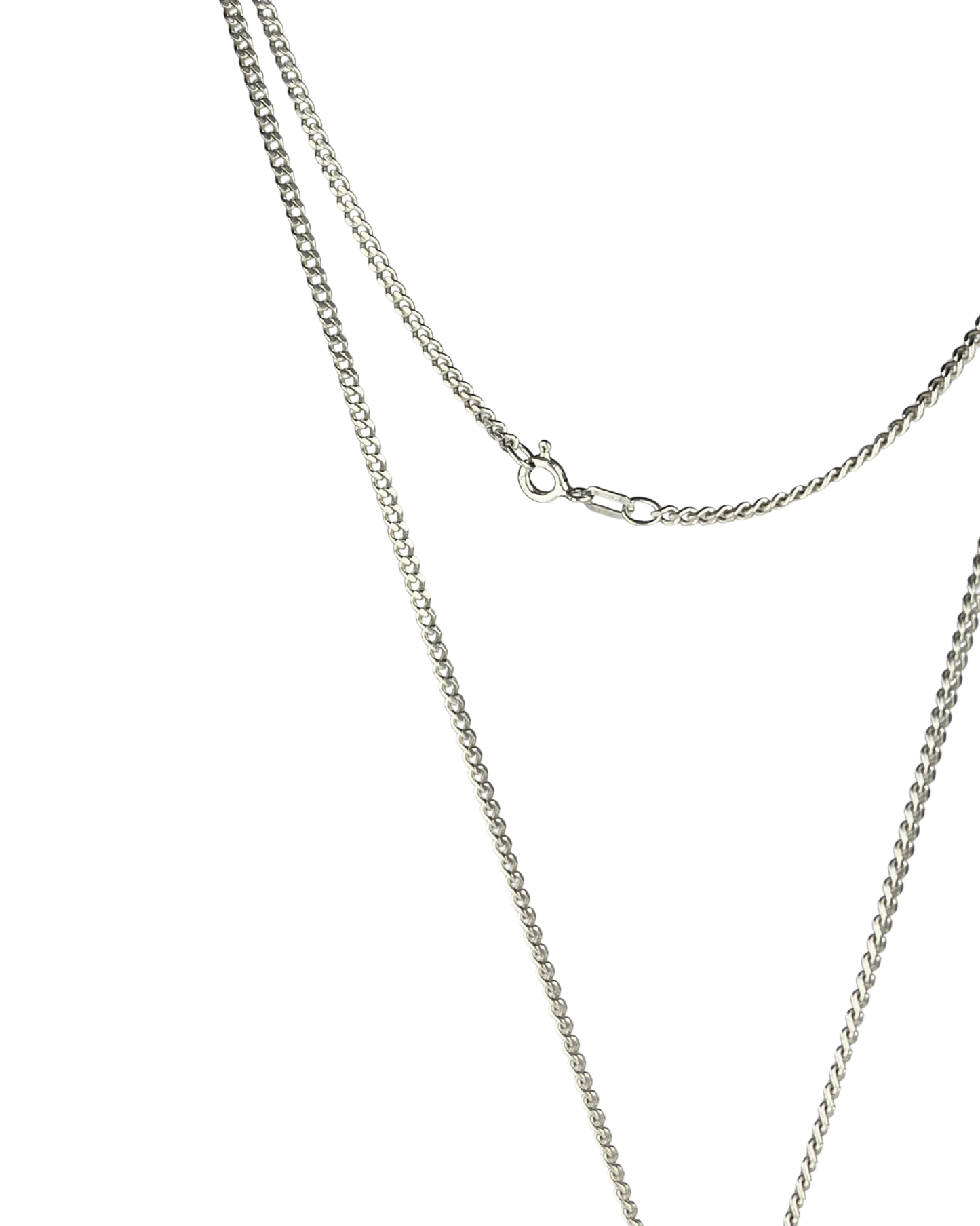 46cm Solid Curb Chain and Locket Pendant in Sterling Silver