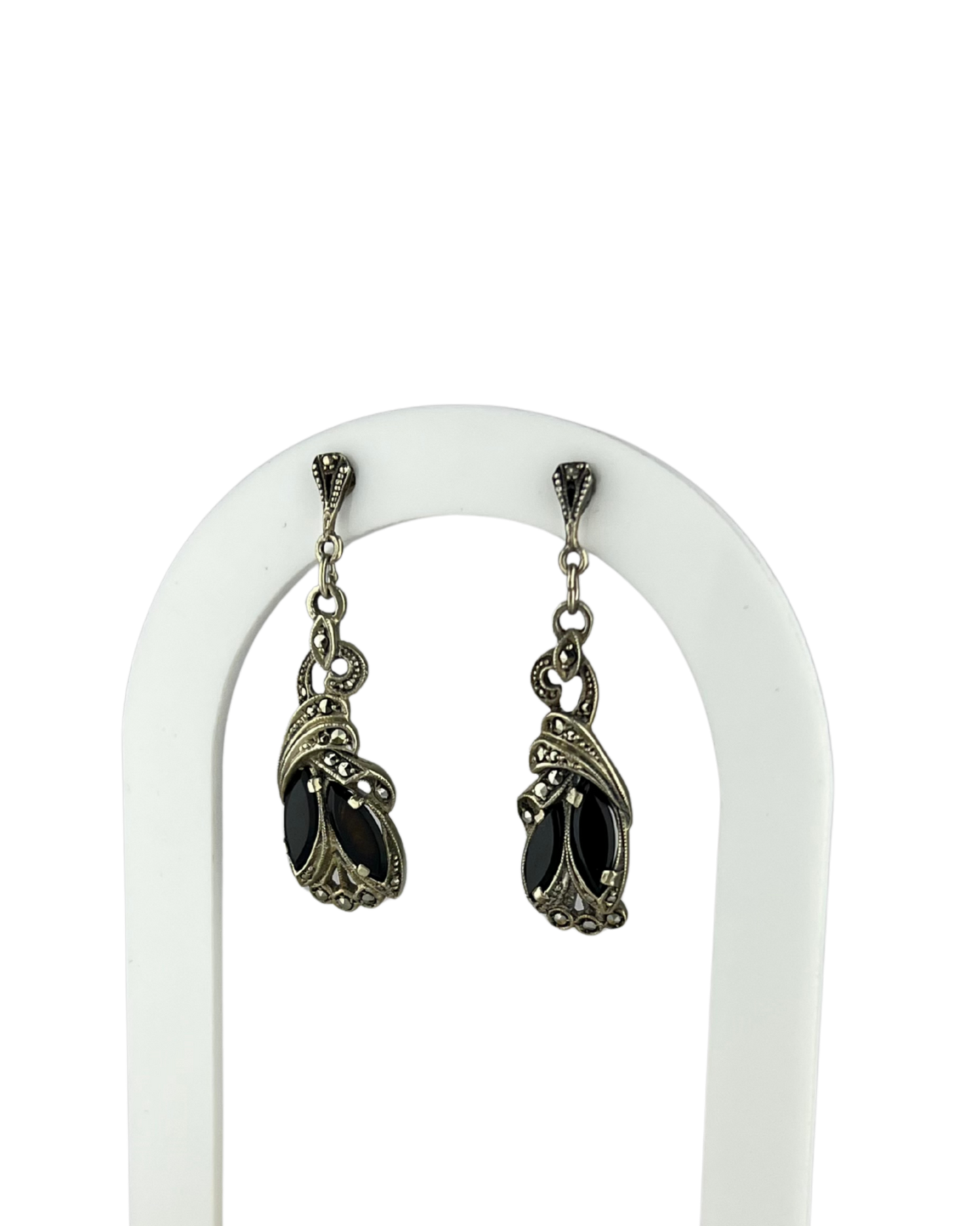Black Dangle Earrings in Sterling Silver