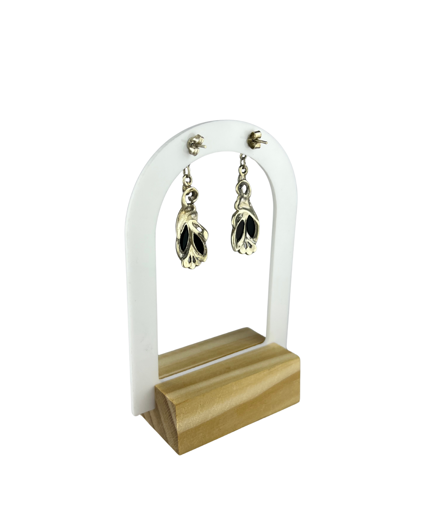 Black Dangle Earrings in Sterling Silver