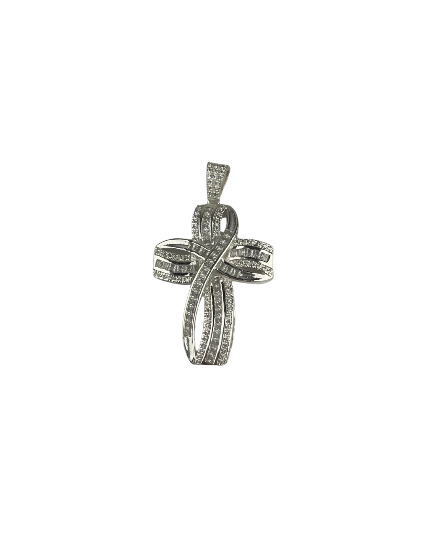 Large Encrusted Cross Pendant in Sterling Silver