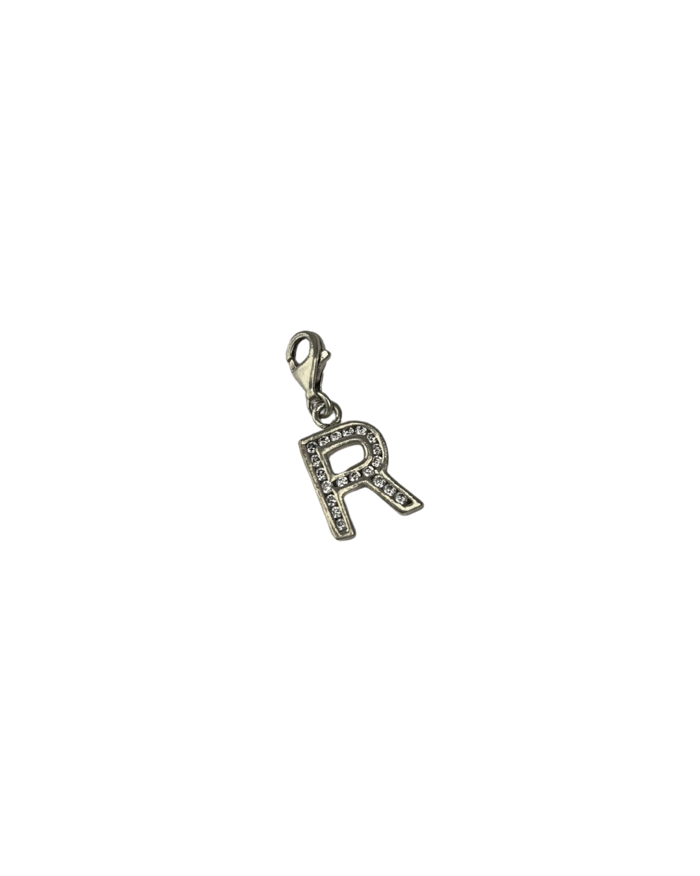 Encrusted "R" Pendant in Sterling Silver