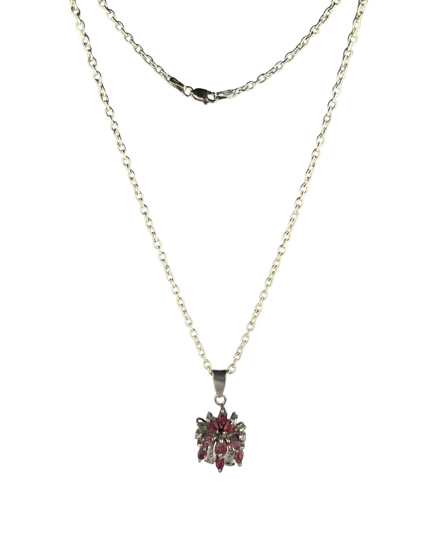 45cm Solid Circle Chain with Ruby Pendant