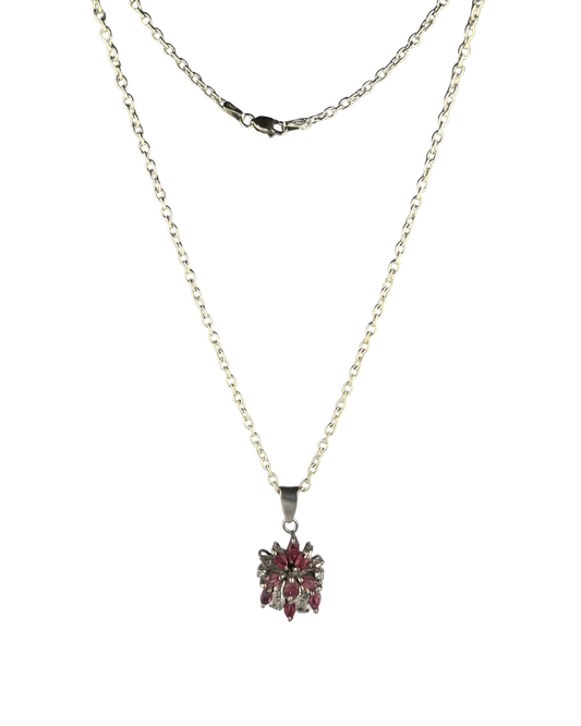 45cm Solid Circle Chain with Ruby Pendant