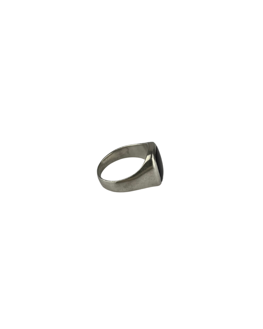 Black Signet Ring in Sterling Silver