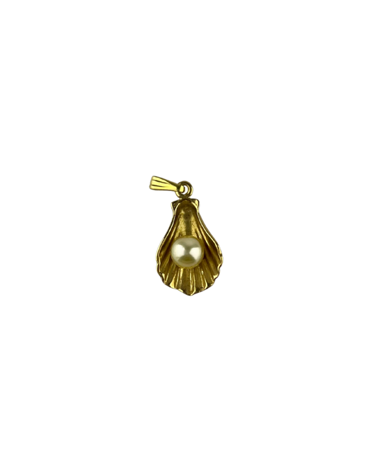 Shell Pendant with Pearl in 10ct Yellow Gold