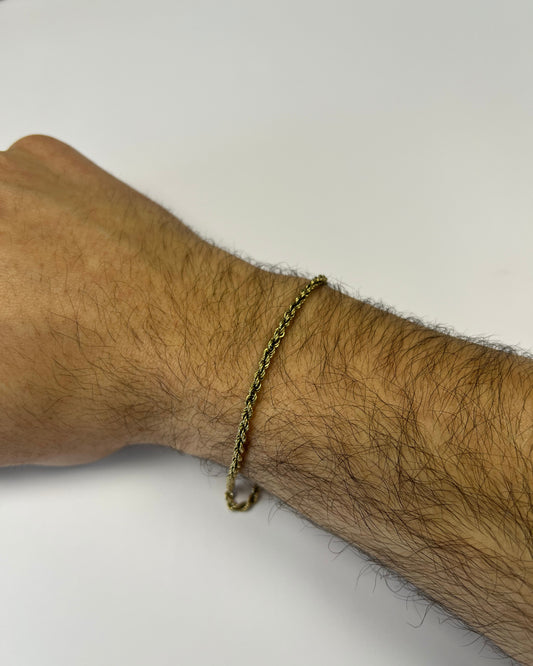 21cm Solid Rope Bracelet in 9ct Yellow Gold