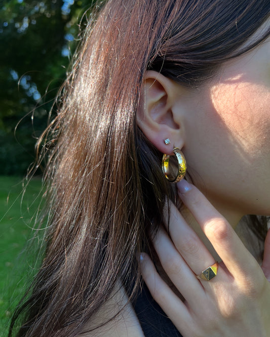 Chunky Hoop Earrings in 9ct Gold Plated Sterling Silver