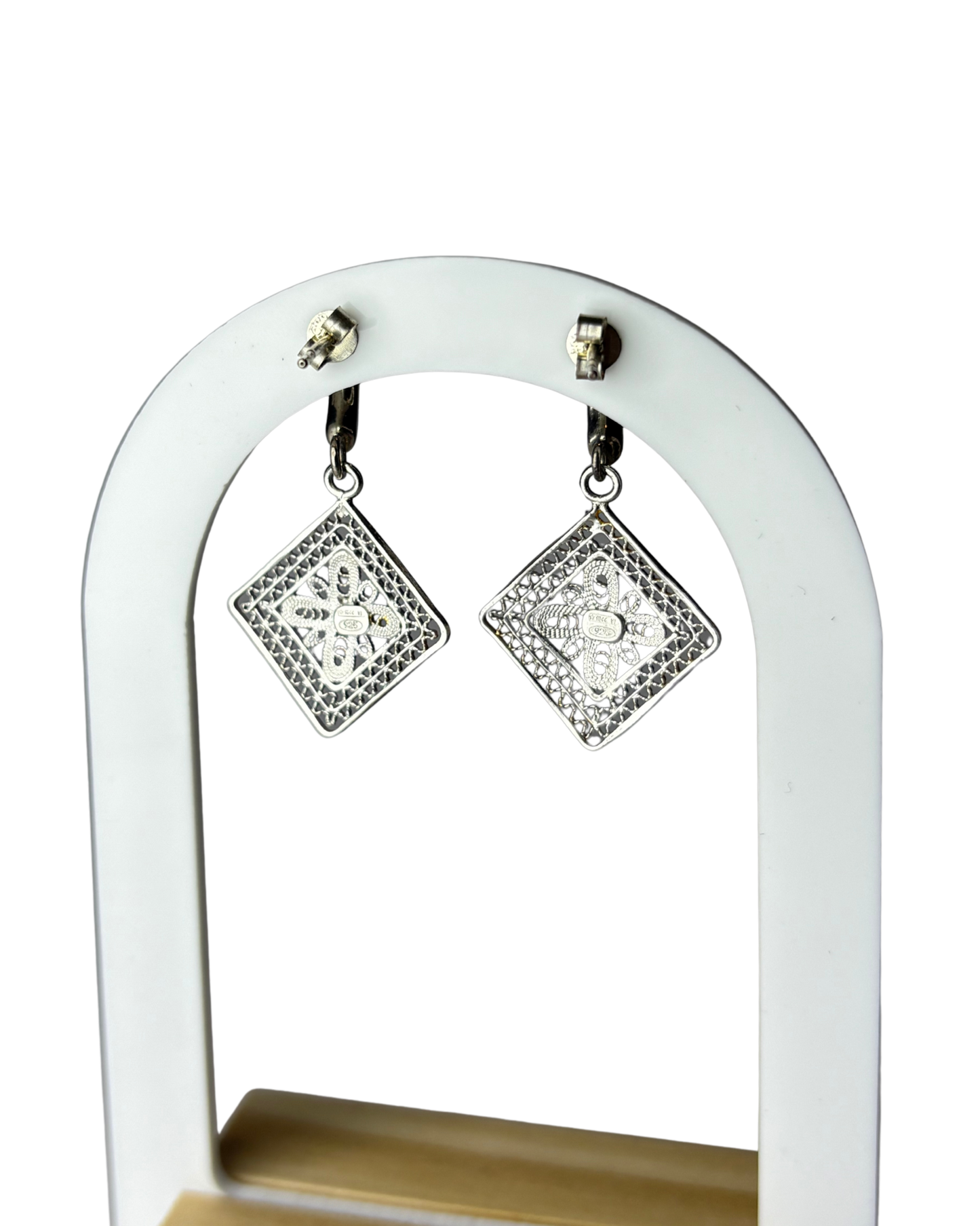 Ornate Square Earrings in 9ct Gold Plated Sterling Silver