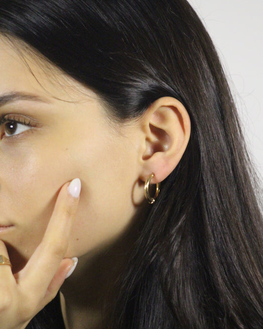 20mm Dual-Textured Hoop Earrings in 9ct Yellow Gold
