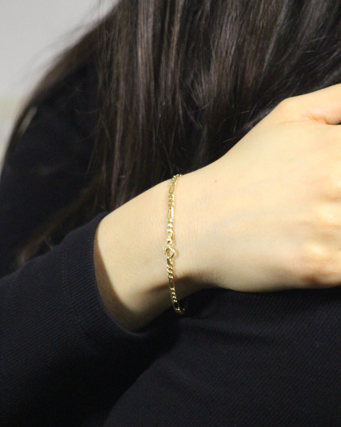 17.5cm Solid Figaro Bracelet in 9ct Yellow Gold