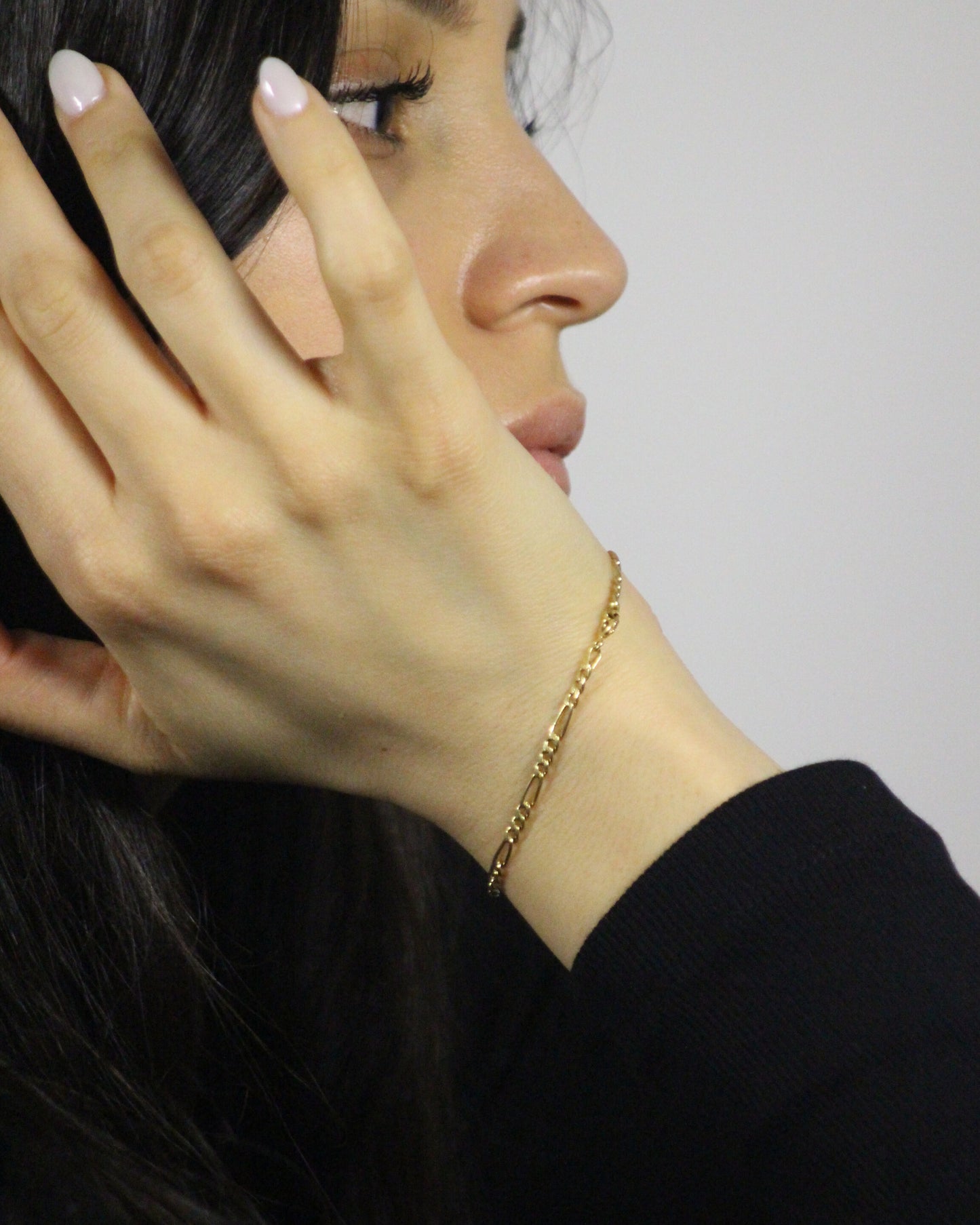 17.5cm Solid Figaro Bracelet in 9ct Yellow Gold