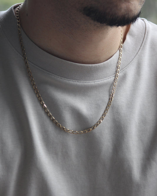 57cm Solid Stretched Curb Chain in 9ct Yellow Gold